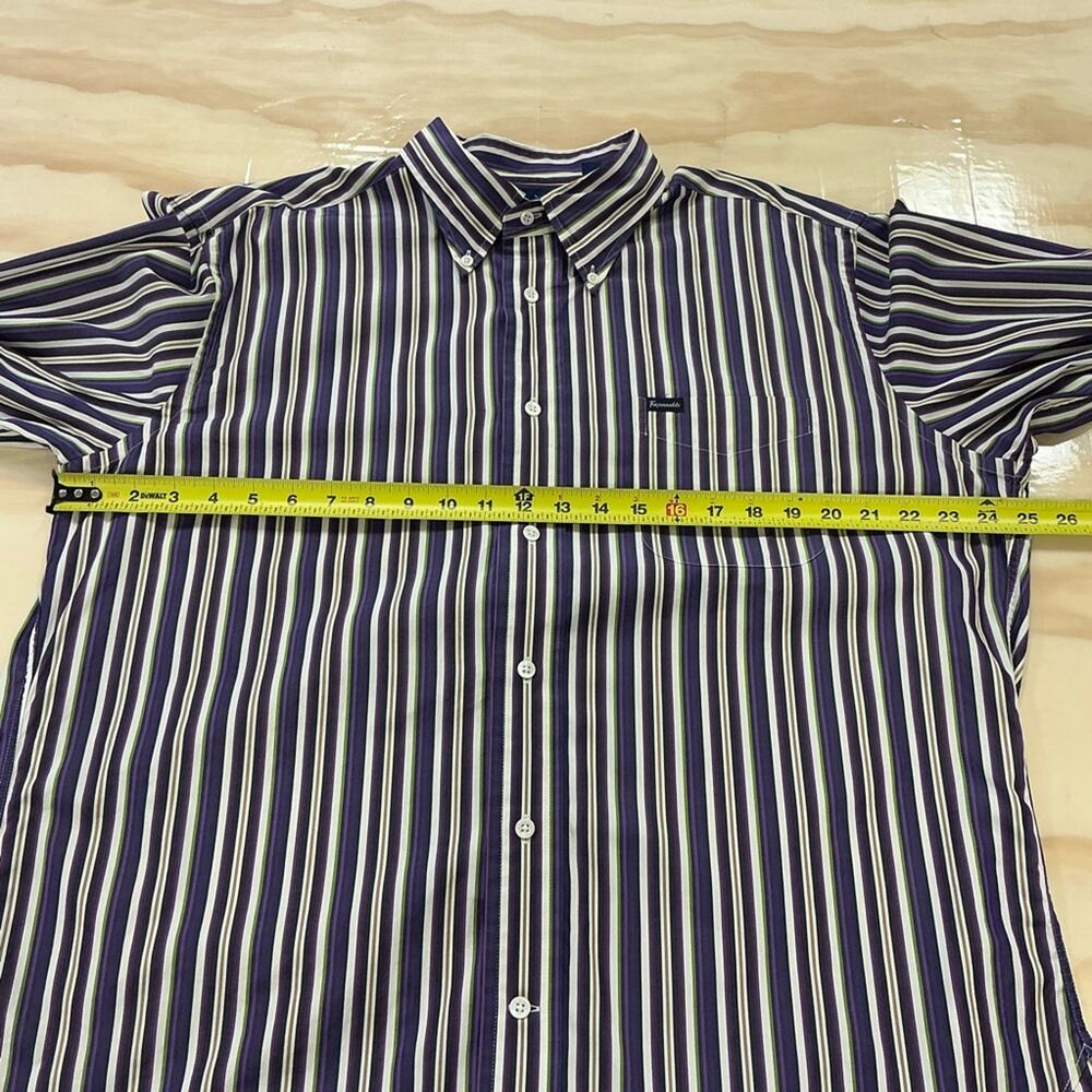 Façonnable Classic Striped Button Down Shirt Purple White XL - Picture 9 of 12